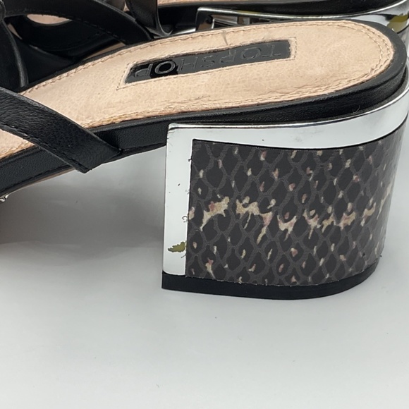 NWT Topshop Women’s Black Sandals/Long, Tie Up/Lace Up Strap/Animal Print - Picture 12 of 13